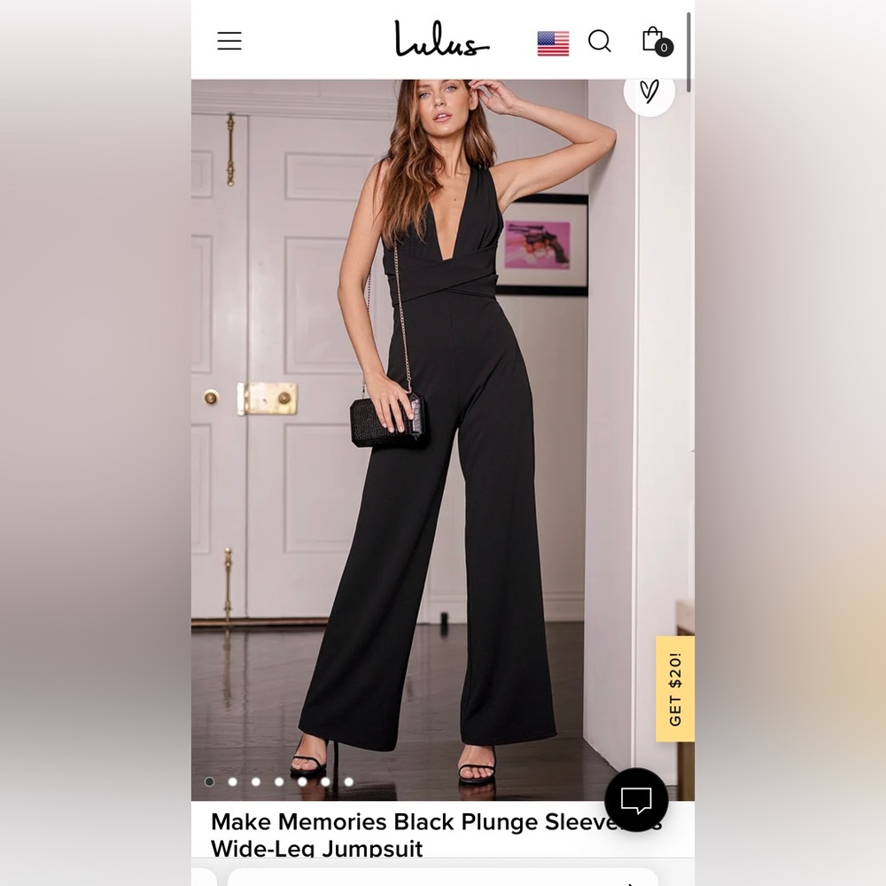 Lulus Make Memories Black Plunge Sleeveless Wide-Leg Jumpsuit Size: Medium